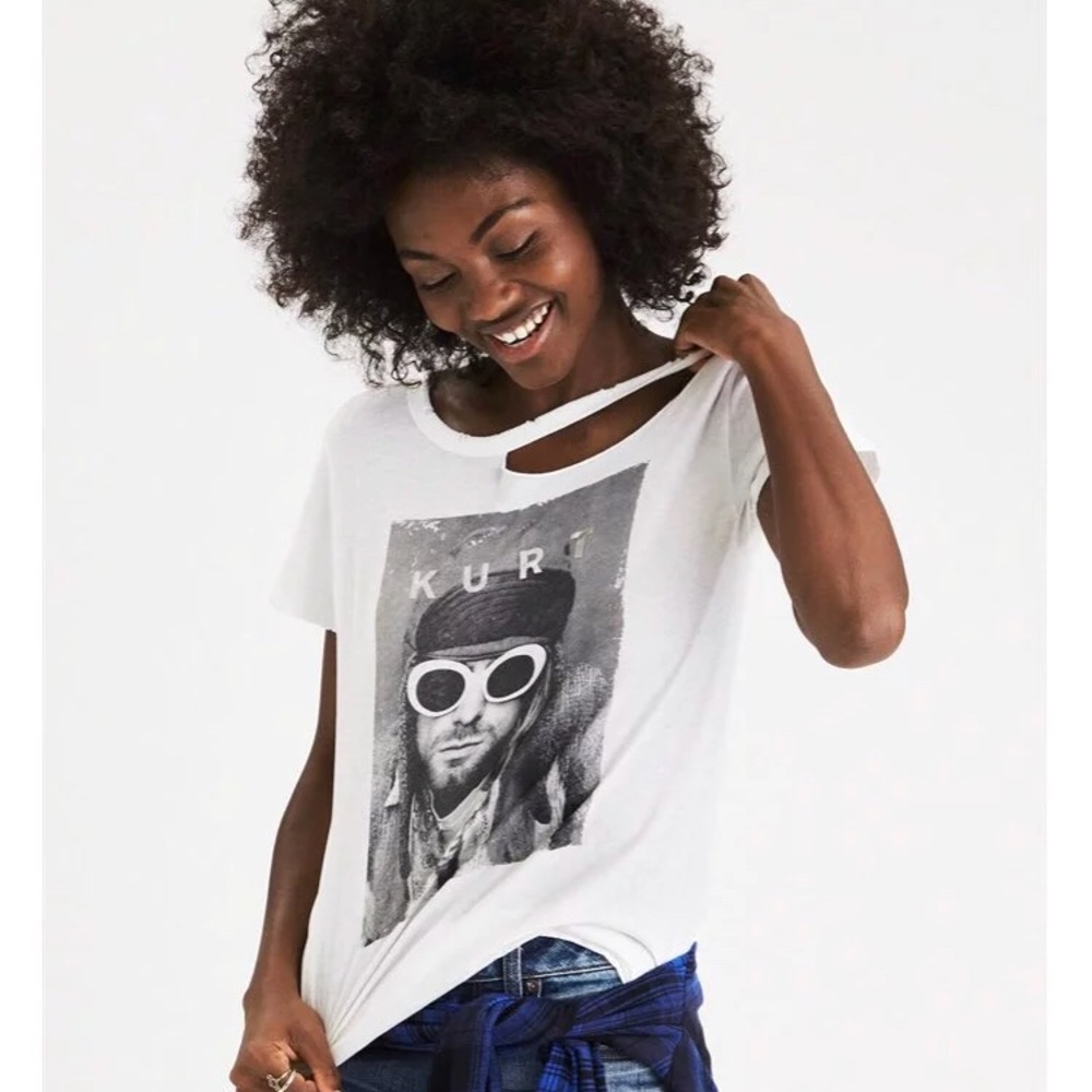 AEO Kurt Cobain Distressed tee